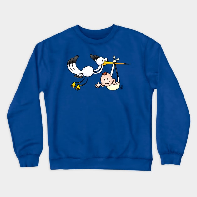 Stork with baby Crewneck Sweatshirt by Cardvibes